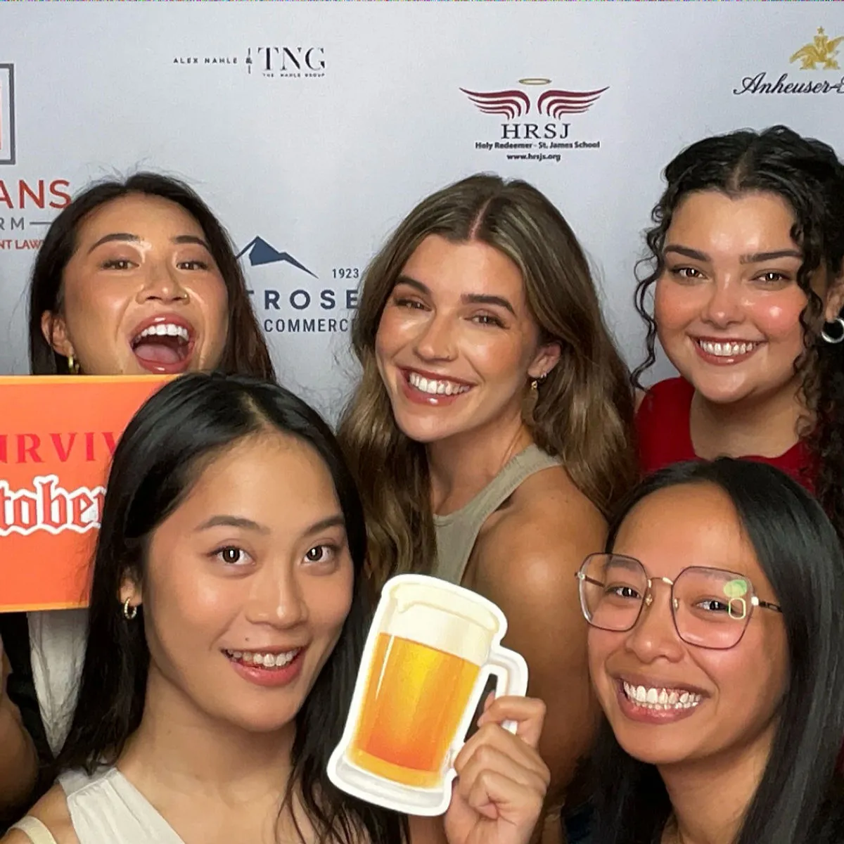 Branded corporate photo booth activation at a Los Angeles company event