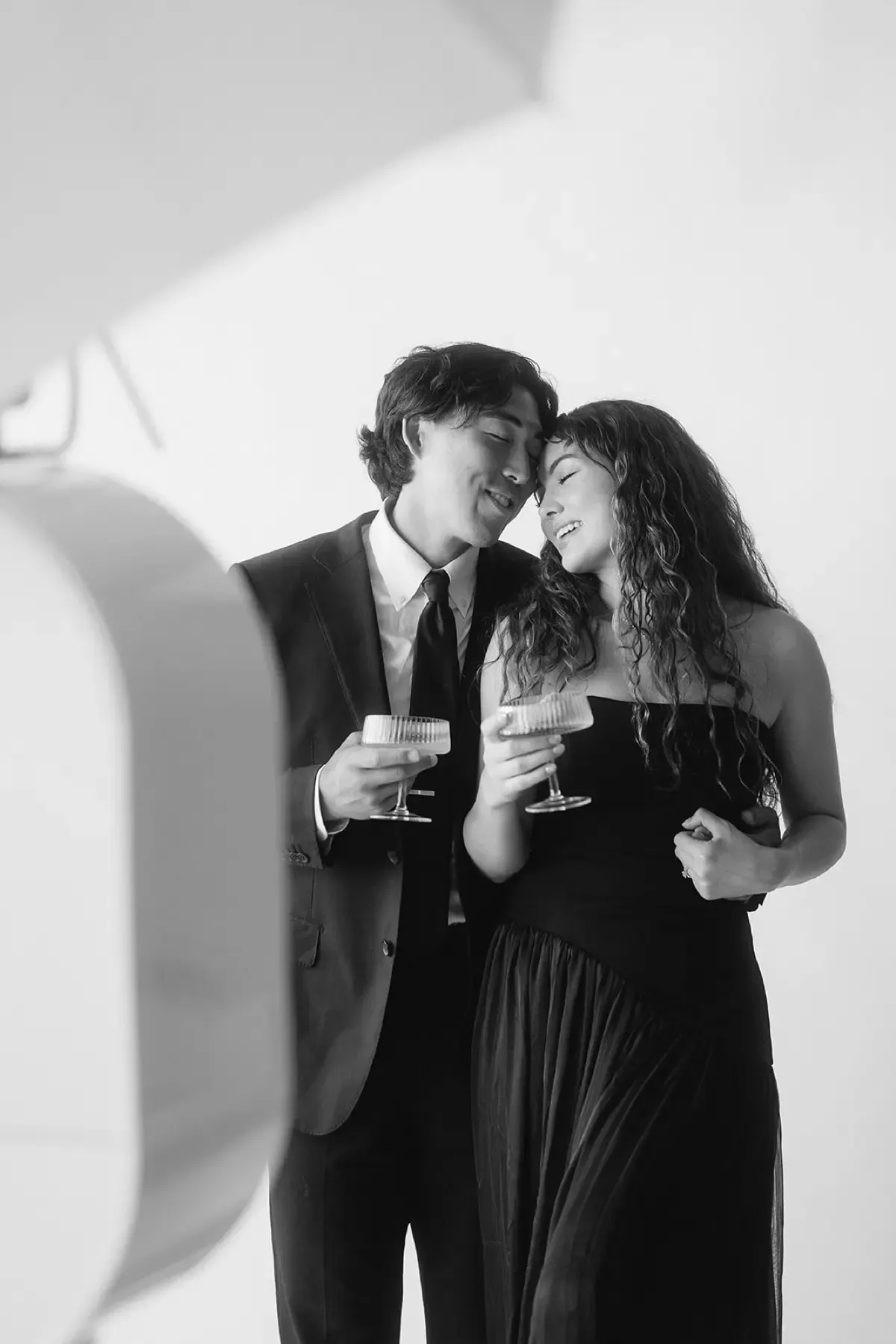 Black and white glamour portrait from wedding photo booth in Los Angeles