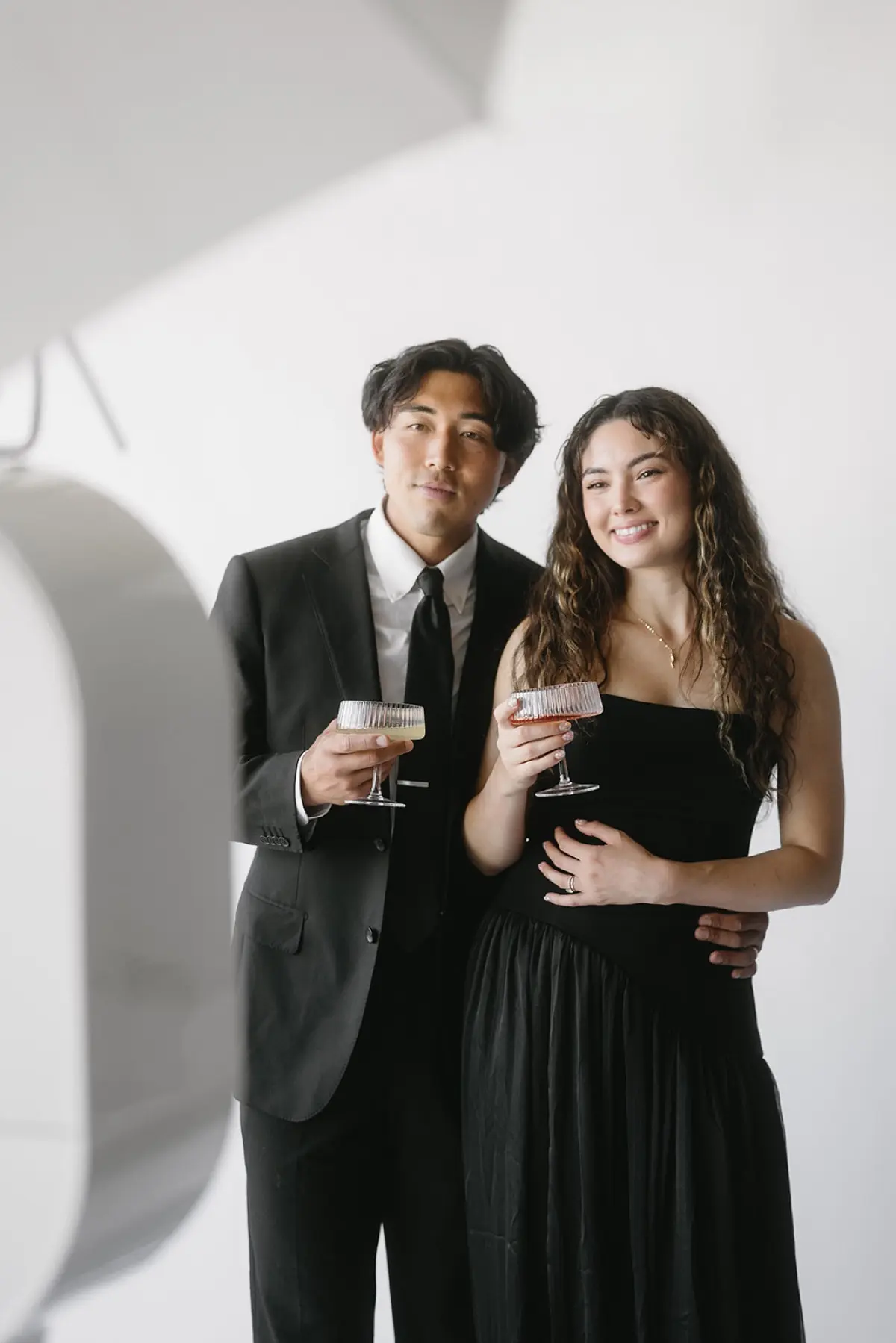 Glamour photo booth portrait at elegant Los Angeles wedding