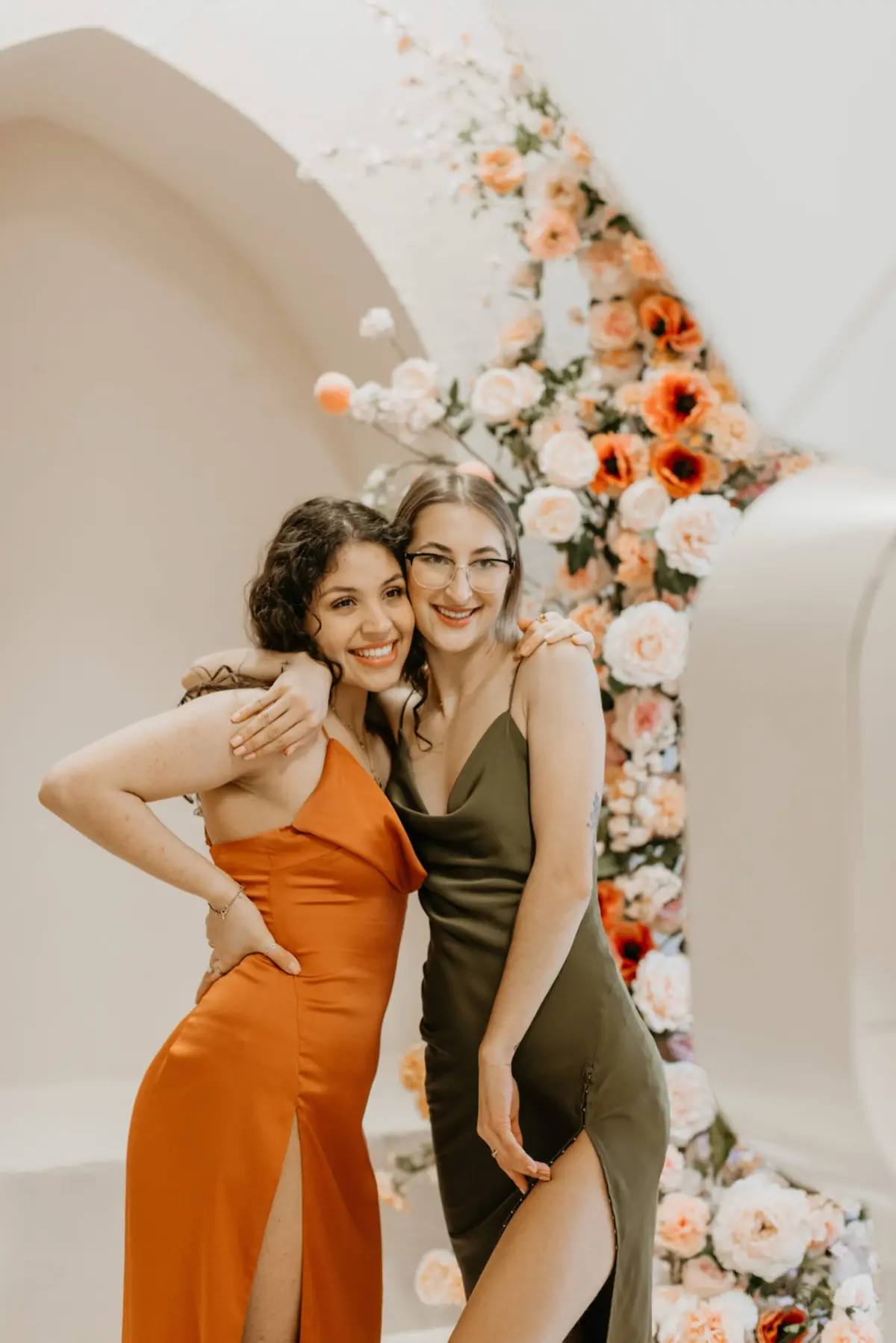 Photo booth entertainment at peachy themed event in Los Angeles